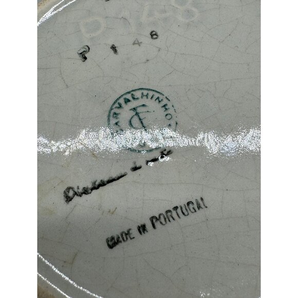 Vtg Portuguese Ceramic Plate bowl Floral Design & Scalloped Edges Hand-Painted - Picture 9 of 10